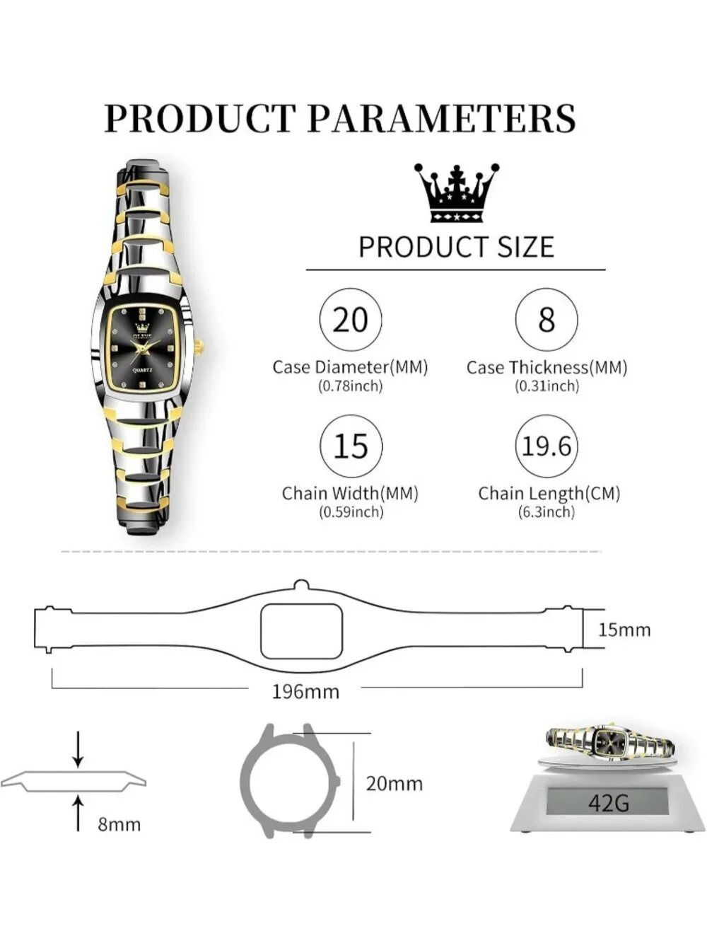 Women's Silver/Gold/Black Stainless Steel Waterproof Analog Quartz Wrist Watch